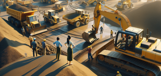 Earth moving machinery in work