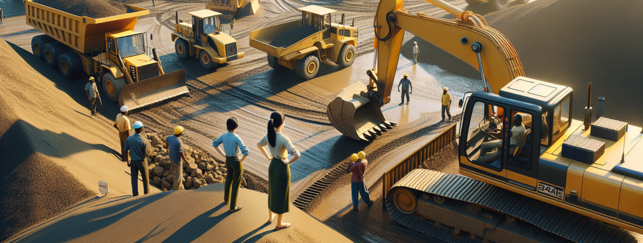 Earth moving machinery in work