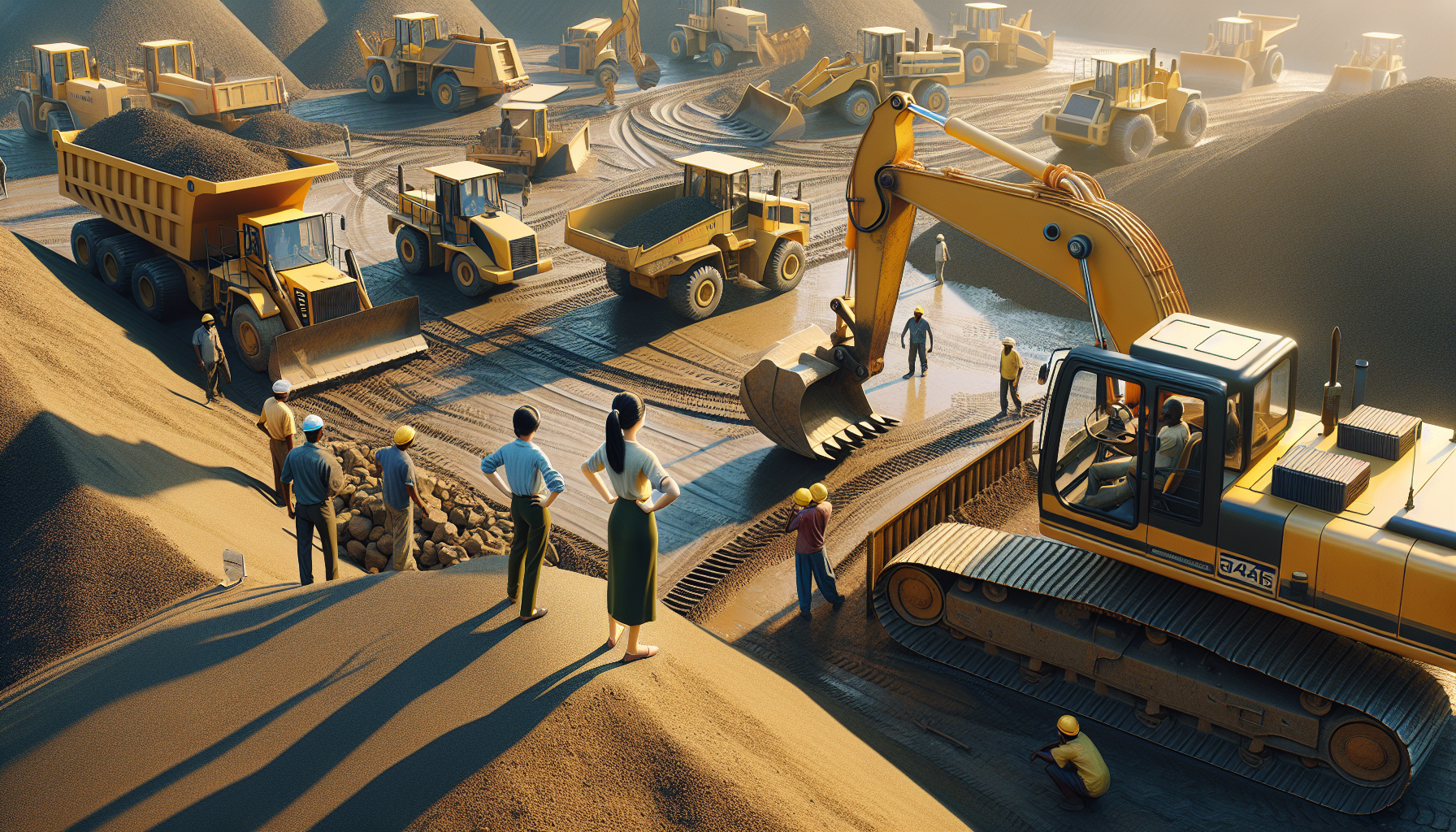 Earth moving machinery in work