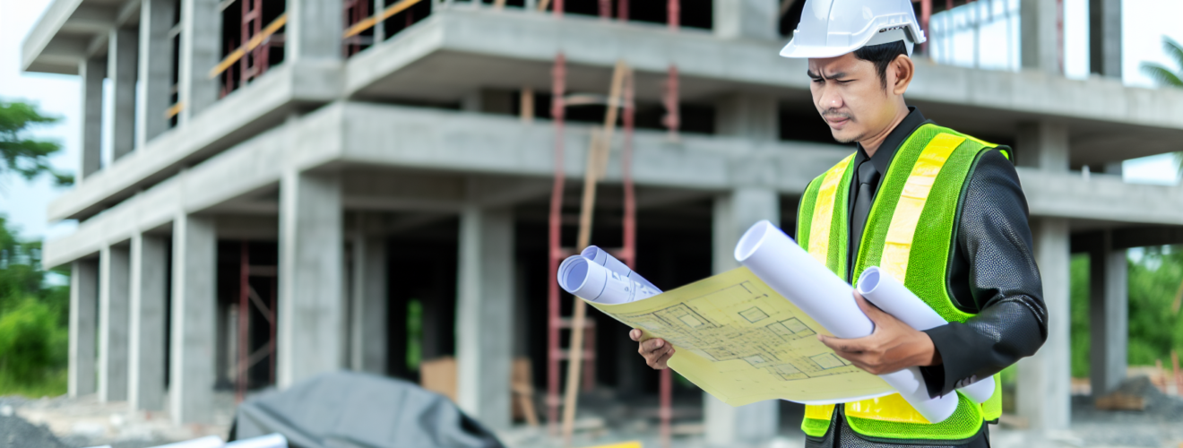 A building engineet with his building documents