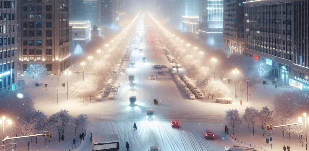 Generate an image winter in the the city with the following settings:, resolution: 4k (3840x2160).