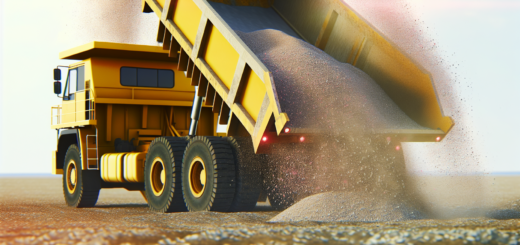 A truck that dumps loose materials on property