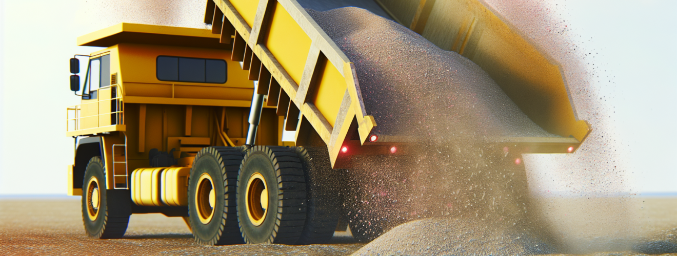 A truck that dumps loose materials on property
