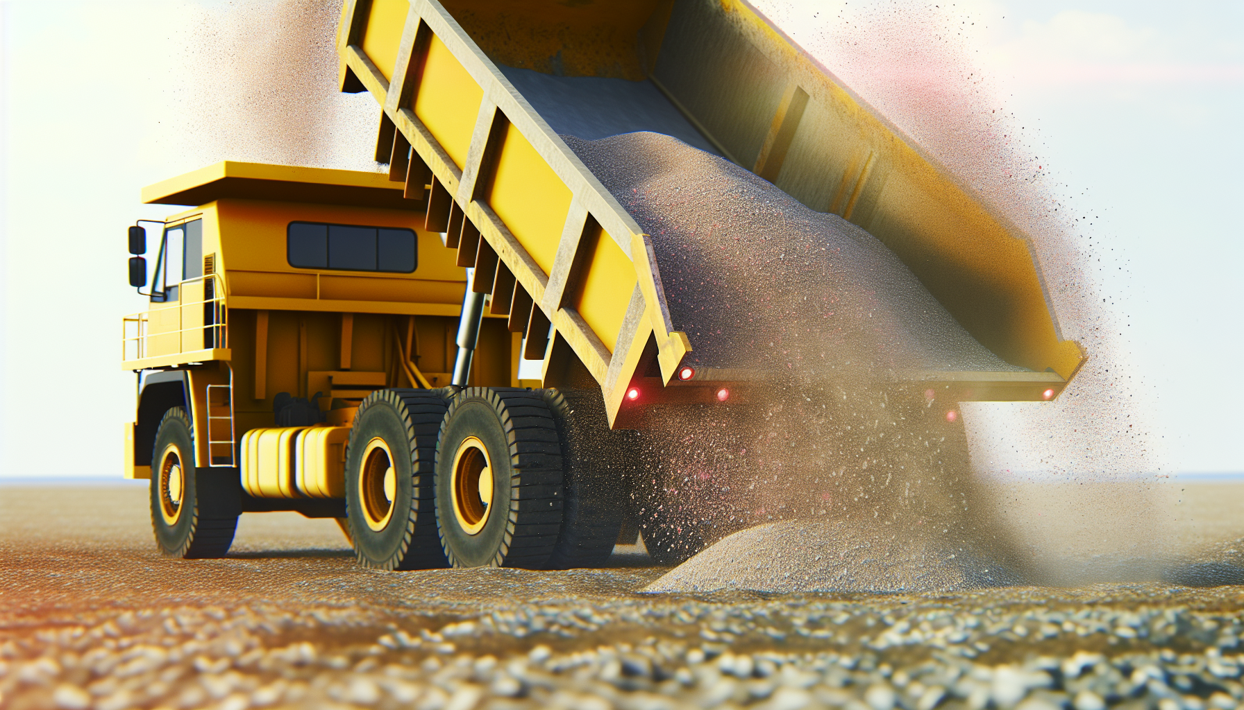 A truck that dumps loose materials on property