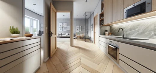 Norwegian home interior showcasing quality kitchen materials and a folder of documentation